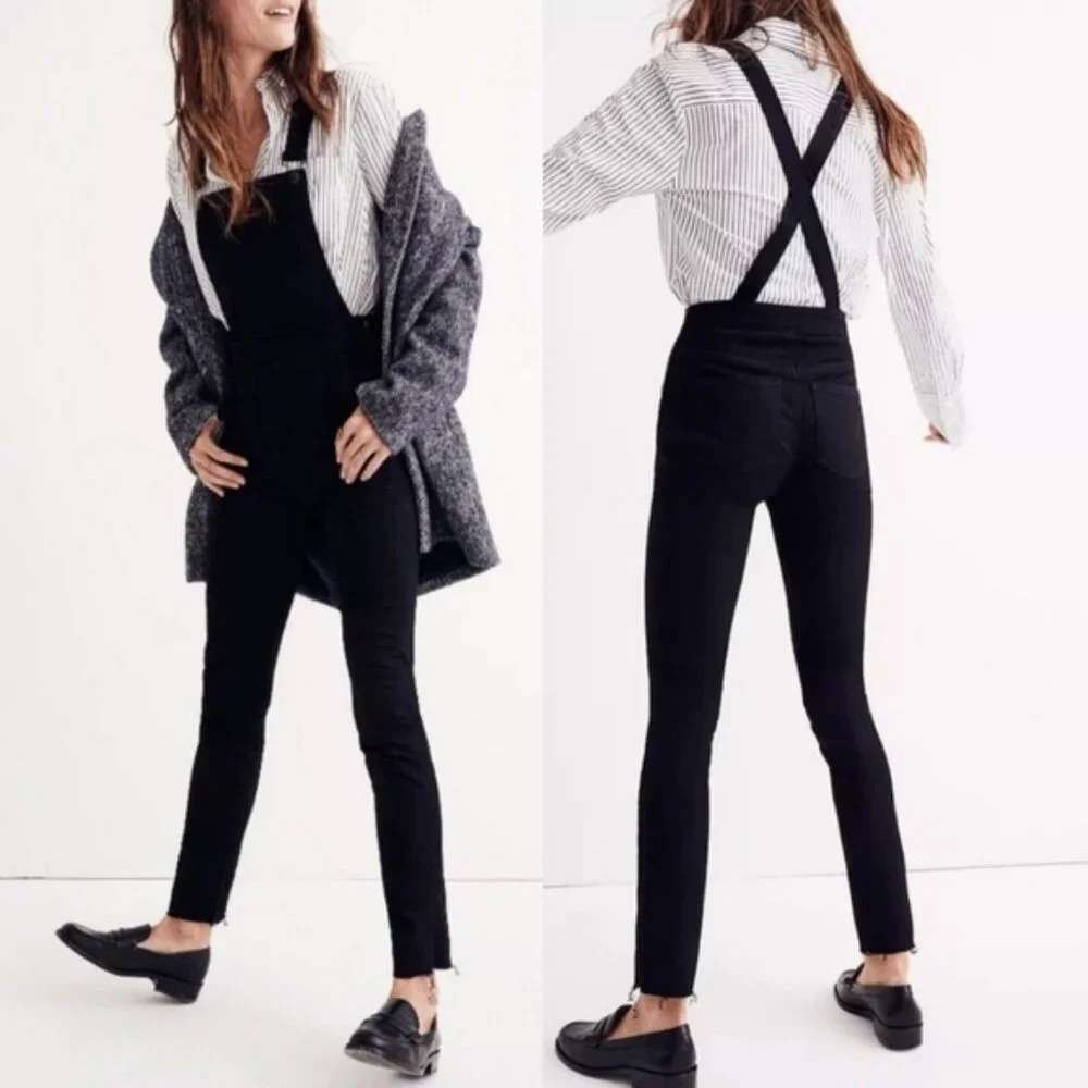 Madewell Black Skinny Raw Hem‎ Overalls